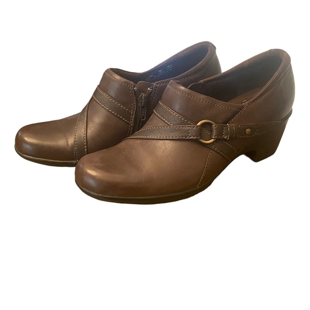 Clark’s Women’s Brown Leather Comfort Ankle Booties-size 7